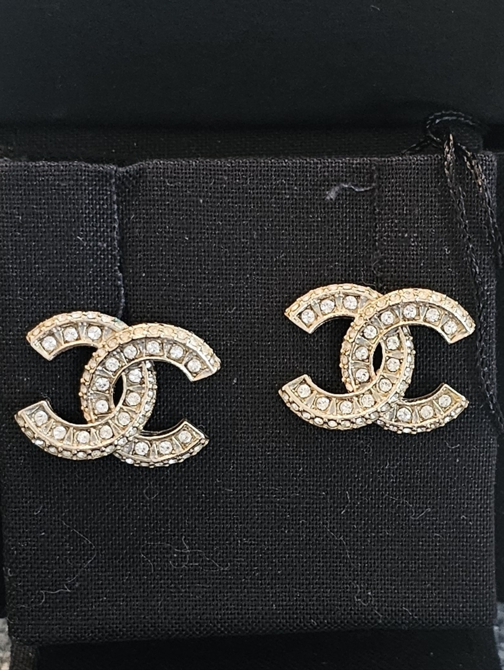 Chanel Golden Crystal CC Stud Earrings